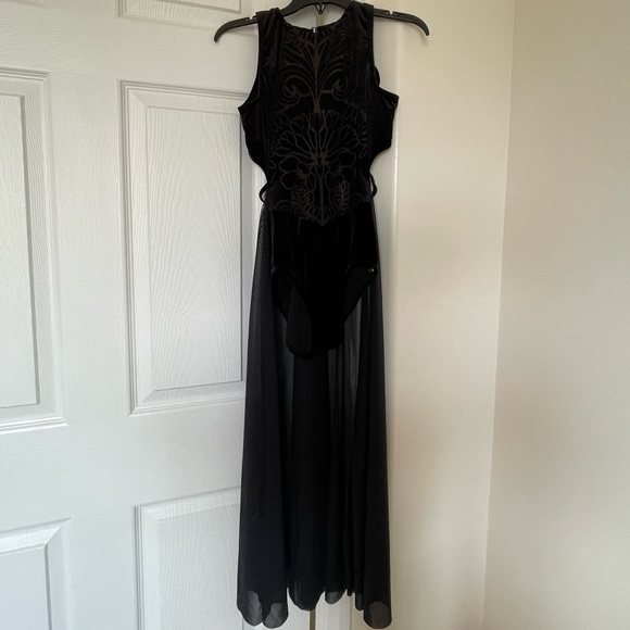 Black Velvet Leotard with Skirt Attached to it - Picture 1 of 2